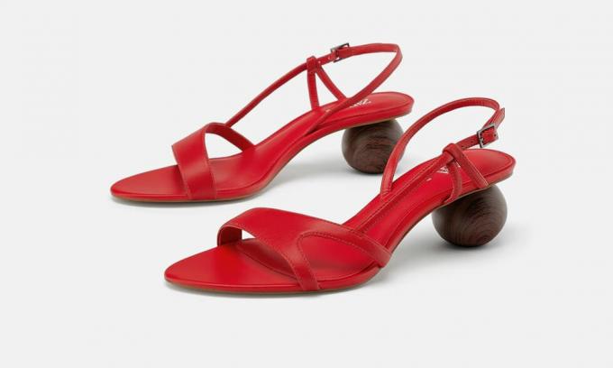 Sandale din piele cu tocuri rotunde Mango, prețul de 4999 de ruble